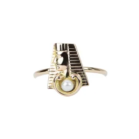 Egyptian Face Vintage Pin Converted to Unique Ring 14K Gold R6548